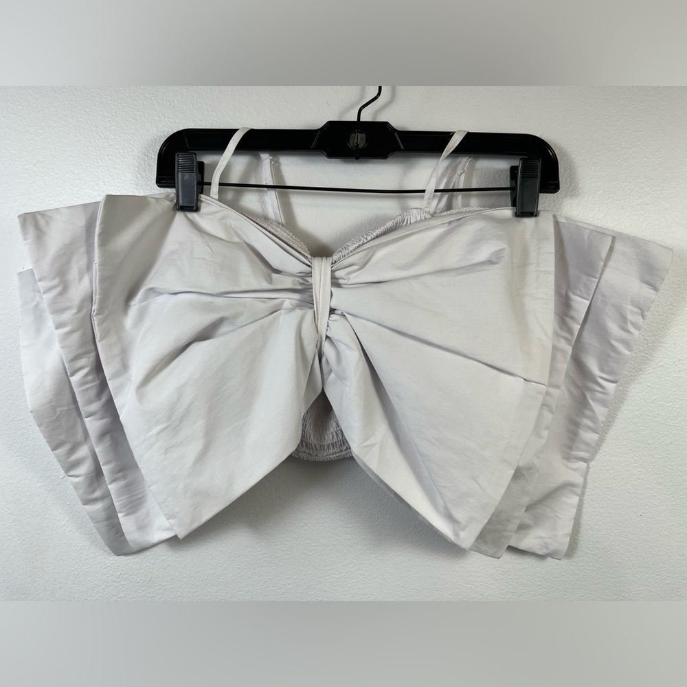 NWOT Truth NYC Giant White Bow Ruched Crop Top, Sz. MD